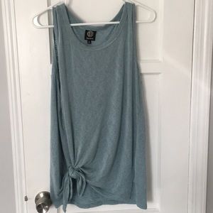 Draper, gauzy knot front blue tank